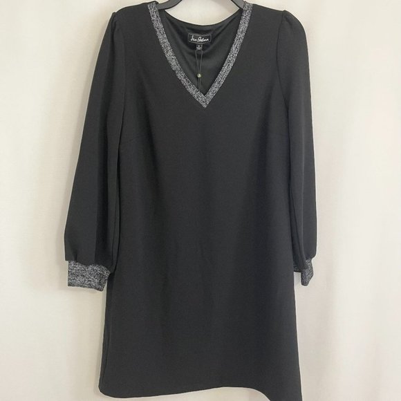 SAM EDELMAN Metallic Trim Long Sleeve Shift Dress Size 8 - Picture 2 of 5